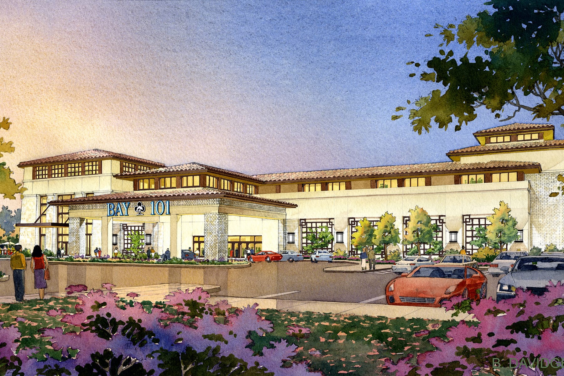 An exterior view of a rendering of the Bay 101 Casino